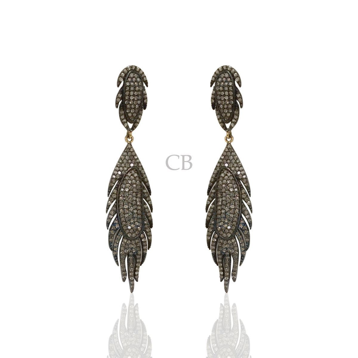 DESIGNER STERLING SILVER PARTY EARRING WITH DIAMONDS AND RUBY