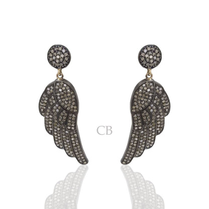 Diamond and Silver Black Rhodium Finish Earring