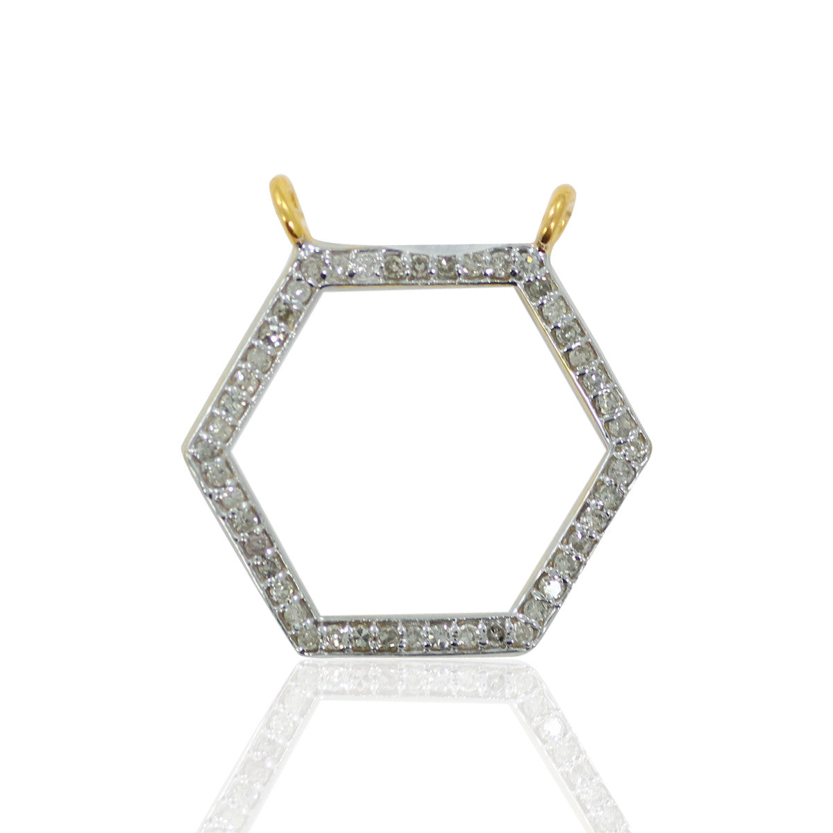 14k Solid Gold Hexagon Shape Diamond Pendants