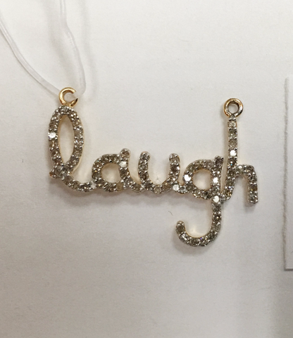 14K Solid Gold Laugh Diamond Pendants. Approx Size 0.48 "(12 x 26 mm)