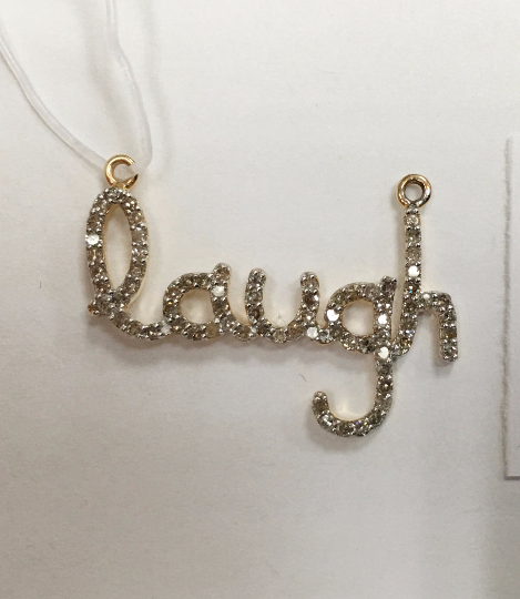 14K Solid Gold Laugh Diamond Pendants. Approx Size 0.48 "(12 x 26 mm)