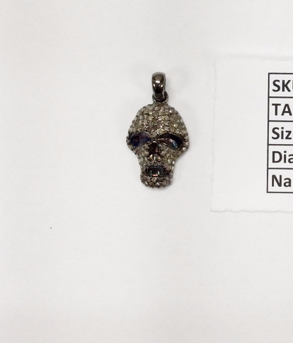 Diamond Pendant .925 Oxidized Sterling Silver Diamond Pendant, Genuine handmade pave diamond Pendant Size 0.80"(14 x 20 mm)