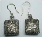 Diamond and Silver Black Rhodium Finish Earrings
