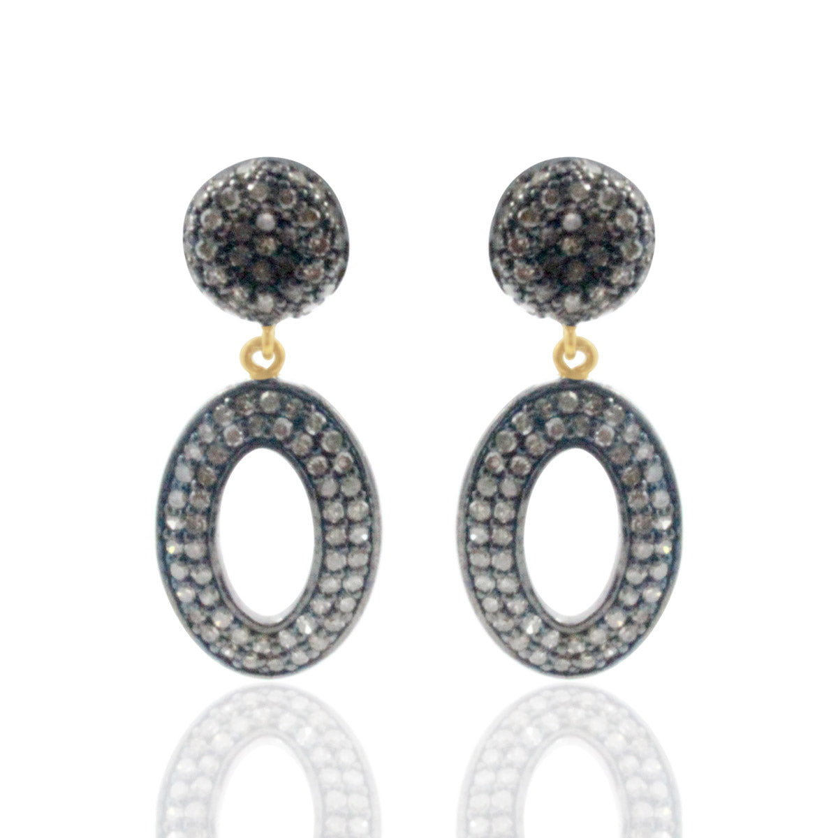 Diamond and Silver Black Rhodium Finish Earring