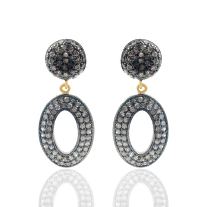 Diamond and Silver Black Rhodium Finish Earring