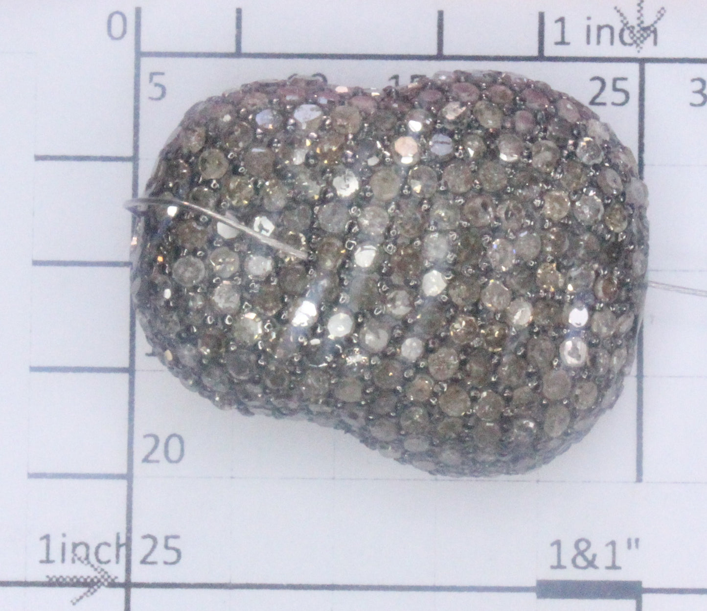 Silver and Diamond Pave Beads