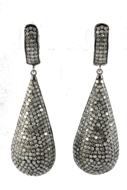 Diamond and Silver Black Rhodium Finish Earrings
