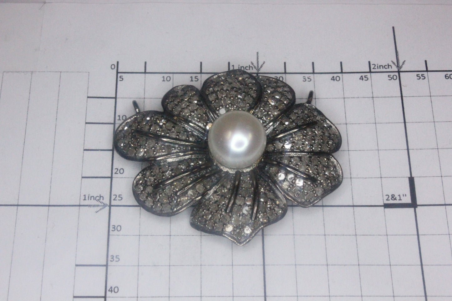 Diamond and Pearl Flower Pendant