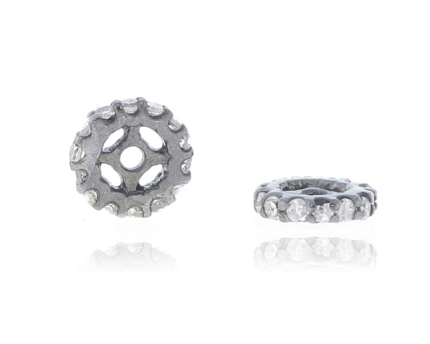 Wheel Shape Spacer Pave Diamond Beads