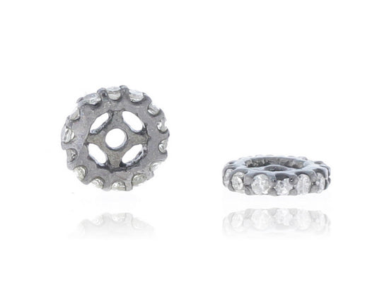 Wheel Shape Spacer Pave Diamond Beads