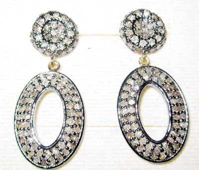 Diamond and Silver Black Rhodium Finish Earring
