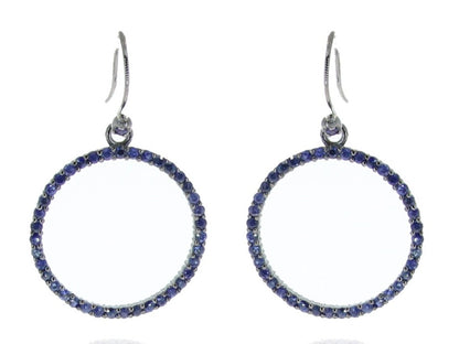 Circle Hoop Shape Blue Sapphire Earring