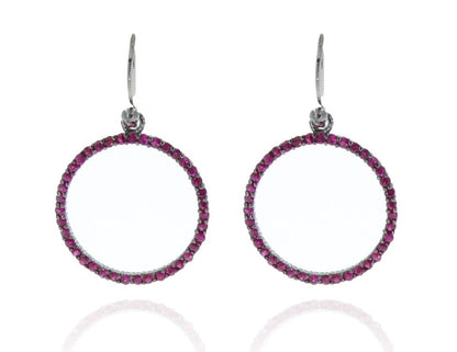 Circle Hoop Shape Blue Sapphire Earring