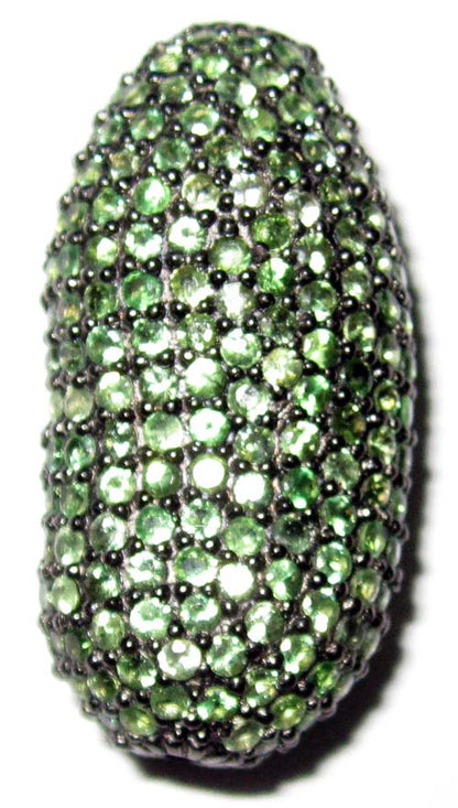 Nugget Long Oval Pave Beads in Ruby, Blue Sapphire & Tsvorite
