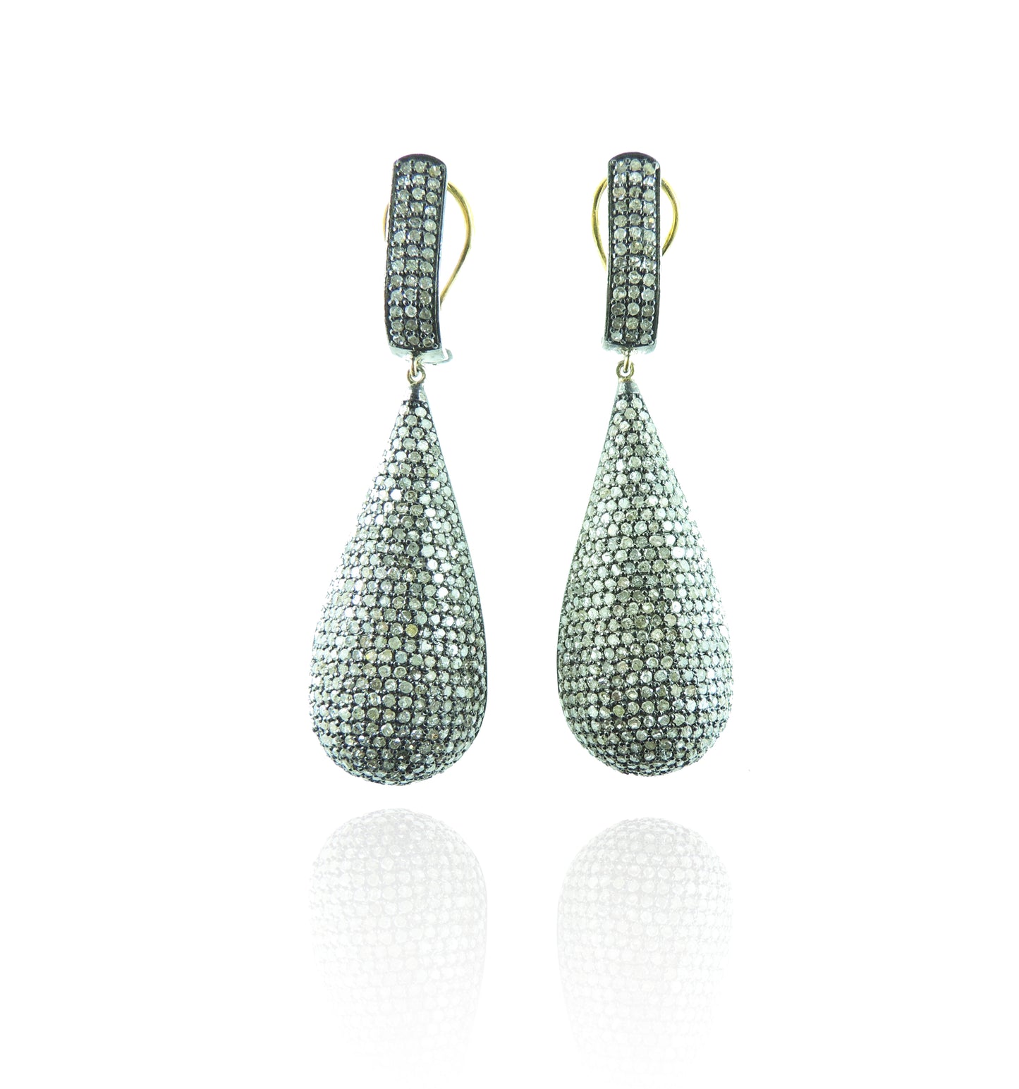 Diamond and Silver Black Rhodium Finish Earrings