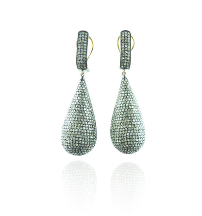Diamond and Silver Black Rhodium Finish Earrings