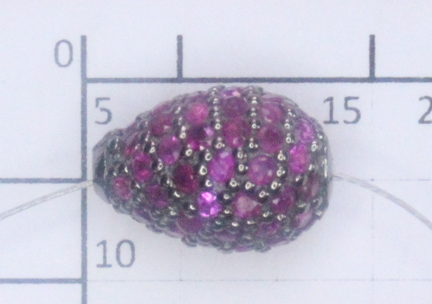Drop Shape Silver Pave Diamond Beads