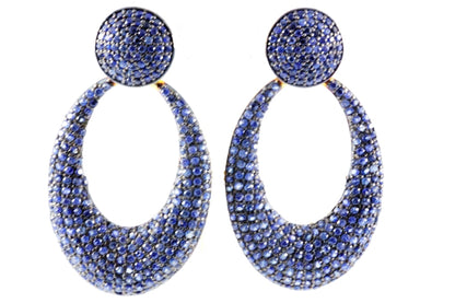 Oval Shape Silver Oxidized Earring with Diamonds