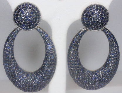Oval Shape Silver Oxidized Earring with Diamonds