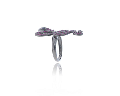 Snake Diamond Ring with Silver Black Rhodium Finish Rings