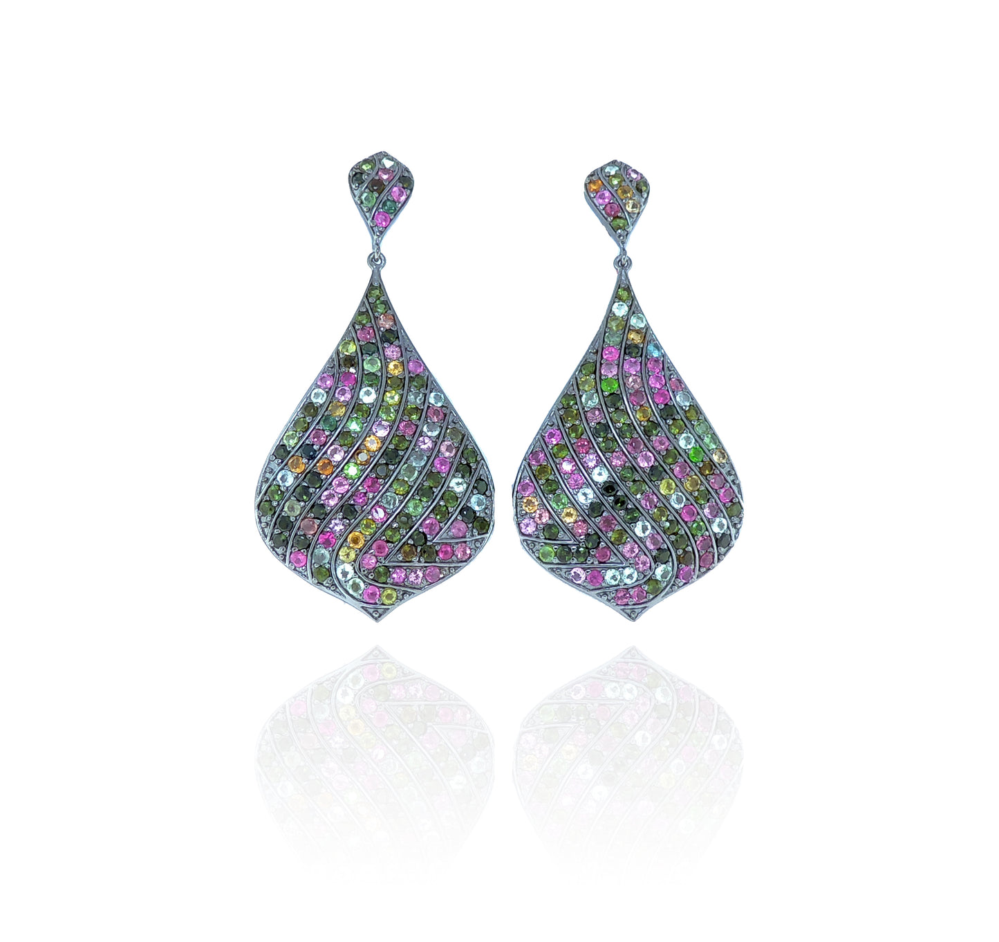 Diamond And Ruby Drop Shape Earrings