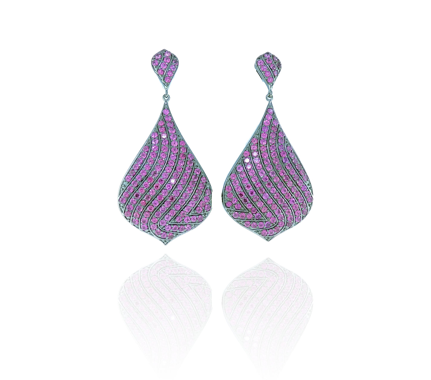 Diamond And Ruby Drop Shape Earrings
