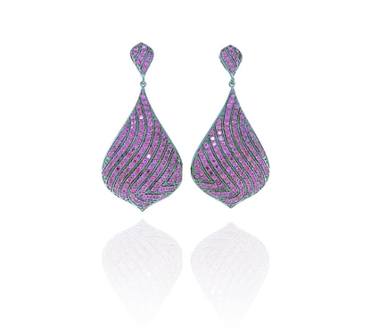 Diamond And Ruby Drop Shape Earrings