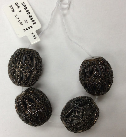 Oval Black Spinel Bead