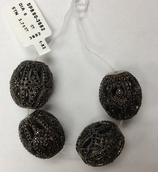 Oval Black Spinel Bead