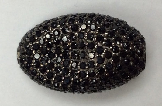 Oval Shaped Black Spinel Bead