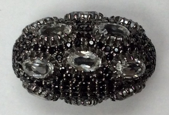 Oval Shaped Black Spinel Bead