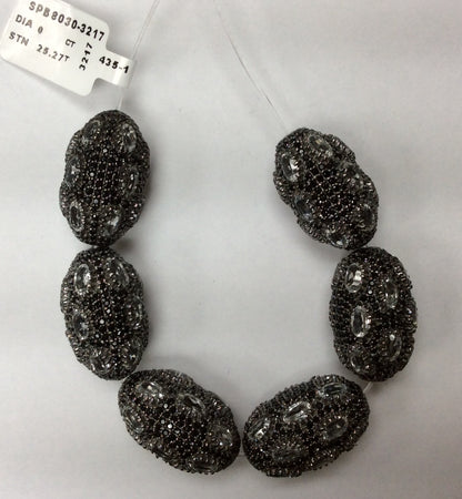 Oval Shaped Black Spinel Bead