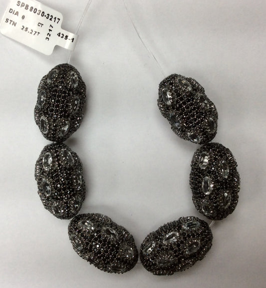 Oval Shaped Black Spinel Bead