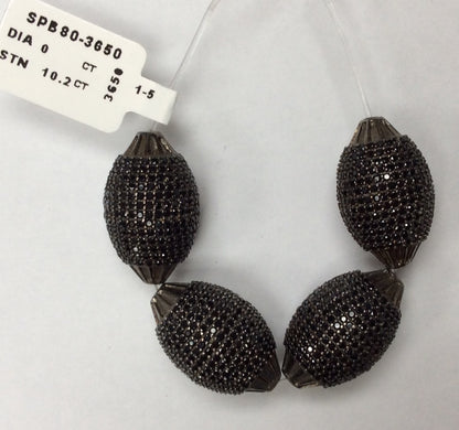 Oval Shaped Black Spinel Bead