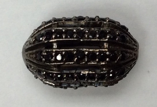 Oval Shaped Black Spinel Bead