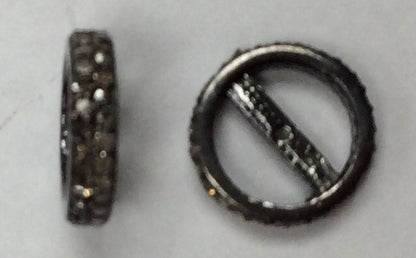 Wheel Shape 2 row Diamond Silver Pave Bead