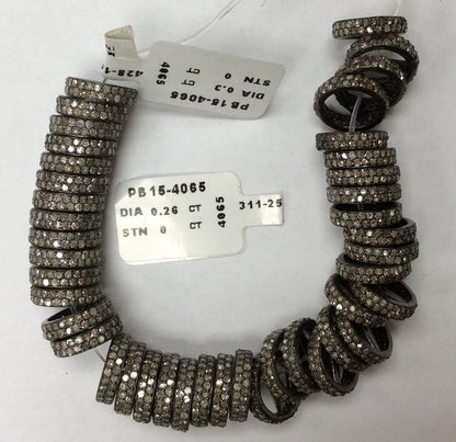 Wheel Shape 2 row Diamond Silver Pave Bead