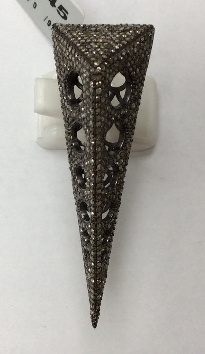 Pave Diamond Ring .925 Oxidized Sterling Silver Diamond Ring, Genuine handmade pave diamond Ring Size Approx 2.12"(17 x 53 MM)