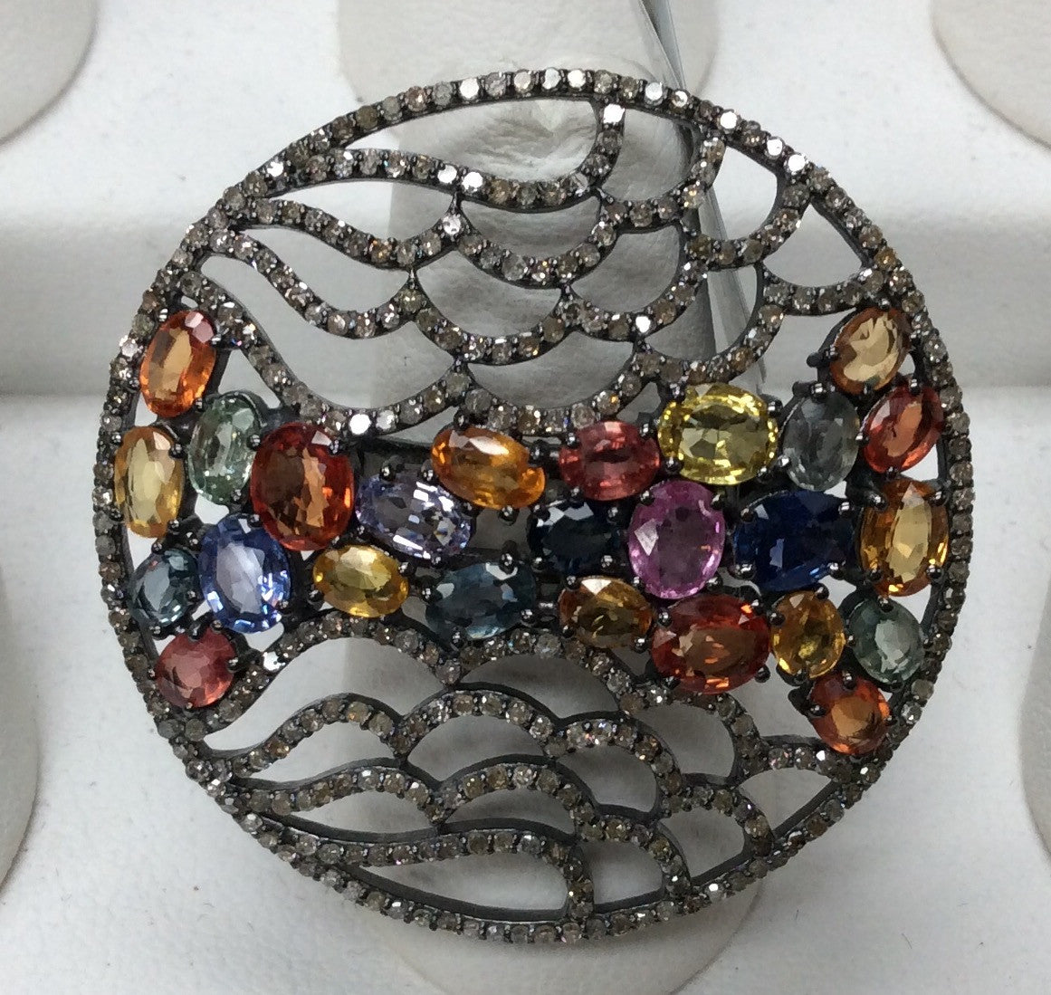 Pave Diamond Ring .925 Oxidized Sterling Silver Diamond Ring, Genuine handmade pave diamond Ring Size Approx 1.44"(36 MM)