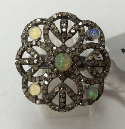 Flower Pave Diamond Ring