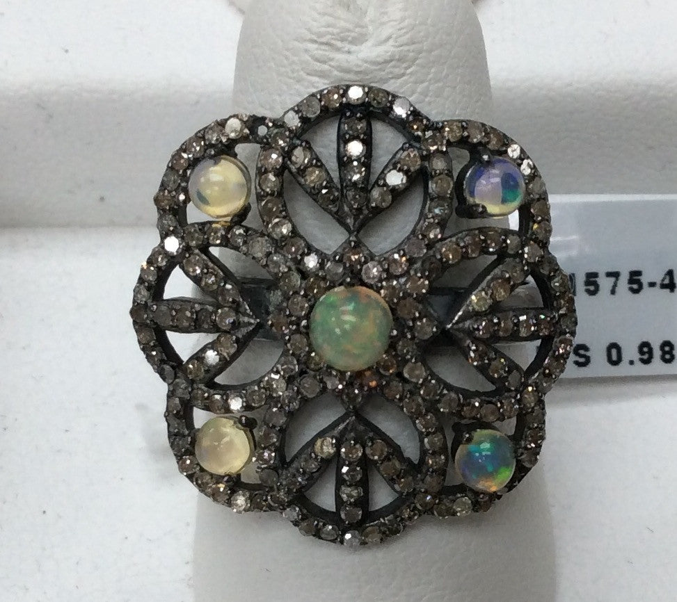 Flower Pave Diamond Ring