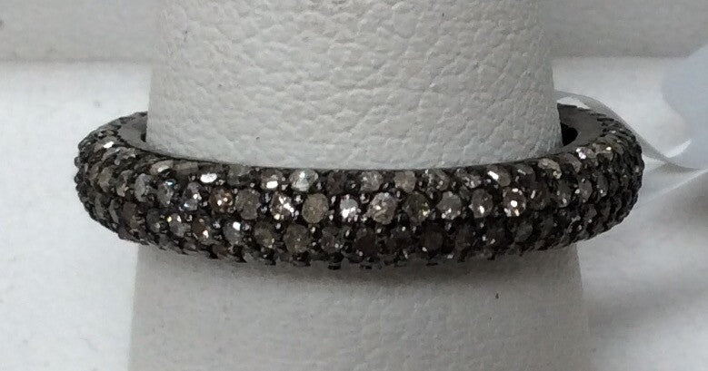 Pave Diamond Ring .925 Oxidized Sterling Silver Diamond Ring, Genuine handmade pave diamond Ring Size Approx 0.92"(4 x 23 MM)