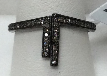 Pave Diamond Ring .925 Oxidized Sterling Silver Diamond Ring, Genuine handmade pave diamond Ring Size Approx 0.80"(12 x 20 MM)
