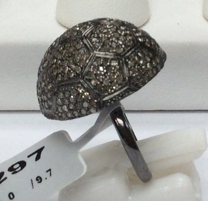 Football Pave Diamond Ring .925 Oxidized Sterling Silver Diamond Ring, Genuine handmade pave diamond Ring Size Approx 0.92"(12 x 23 MM)