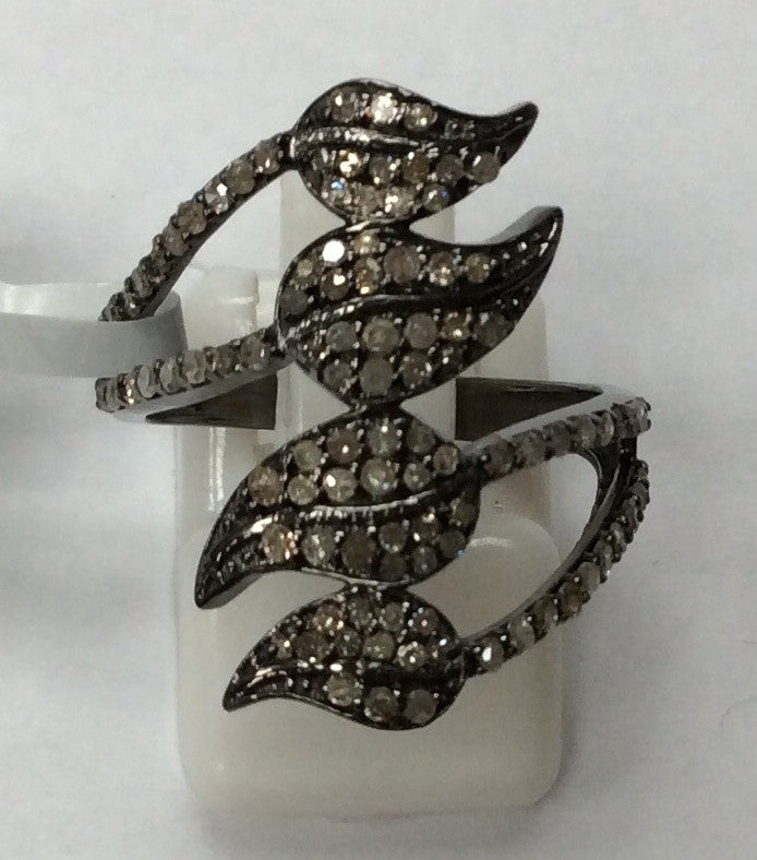 Leaf Pave Diamond Ring