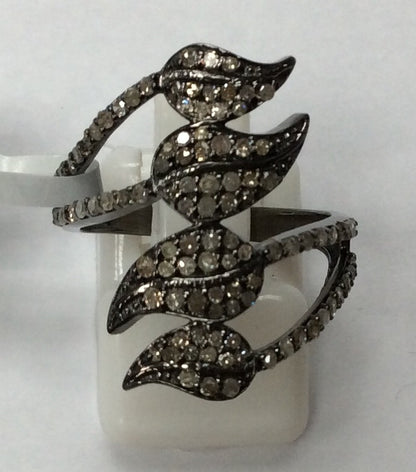 Leaf Pave Diamond Ring