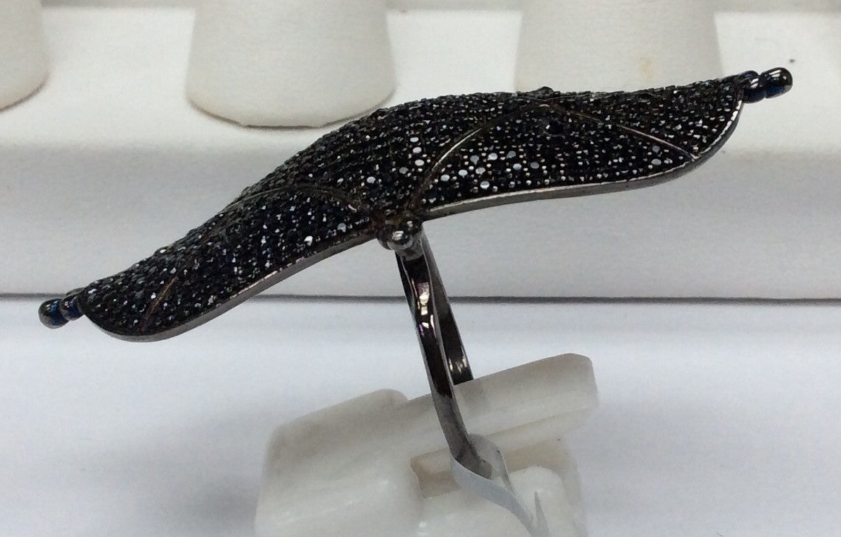 Oval Black Spinel Ring
