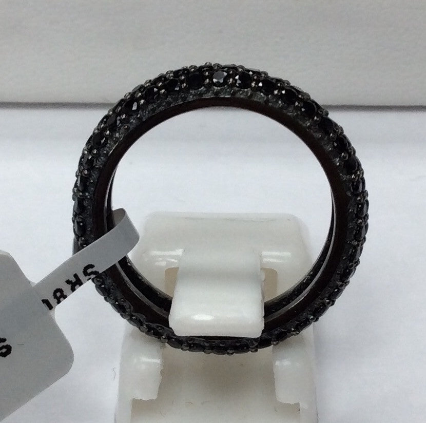 Black Spinel Ring .925 Oxidized Sterling Silver Black Spinal Ring, Genuine handmade pave Black Spinal Ring Size Approx (5x23 mm)