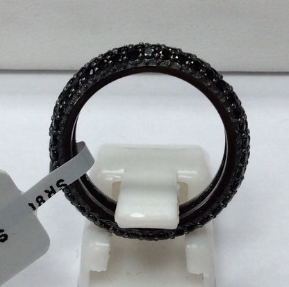 Black Spinel Ring .925 Oxidized Sterling Silver Black Spinal Ring, Genuine handmade pave Black Spinal Ring Size Approx (5x23 mm)