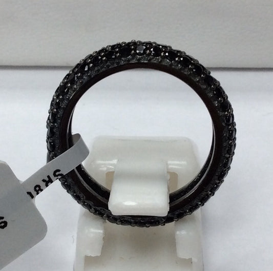 Black Spinel Ring .925 Oxidized Sterling Silver Black Spinal Ring, Genuine handmade pave Black Spinal Ring Size Approx (5x23 mm)